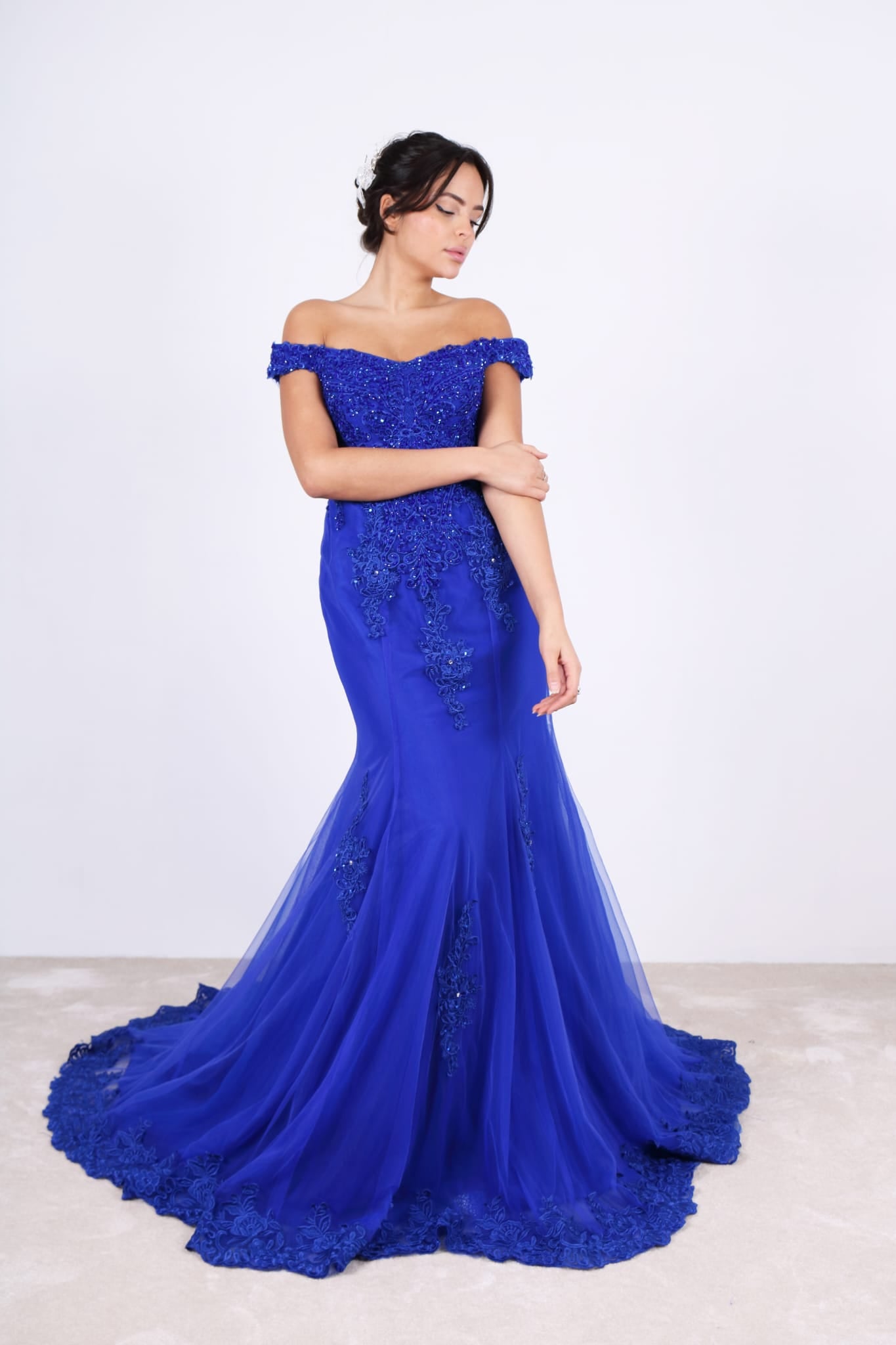 Vestido sirena con sobrefalda 4082