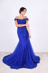 Vestido sirena con sobrefalda 4082
