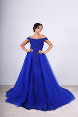 Vestido sirena con sobrefalda 4082
