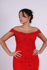 Vestido sirena con sobrefalda 4082