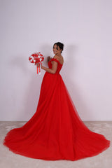 Vestido sirena con sobrefalda 4082