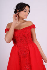 Vestido sirena con sobrefalda 4082