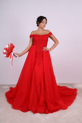 Vestido sirena con sobrefalda 4082