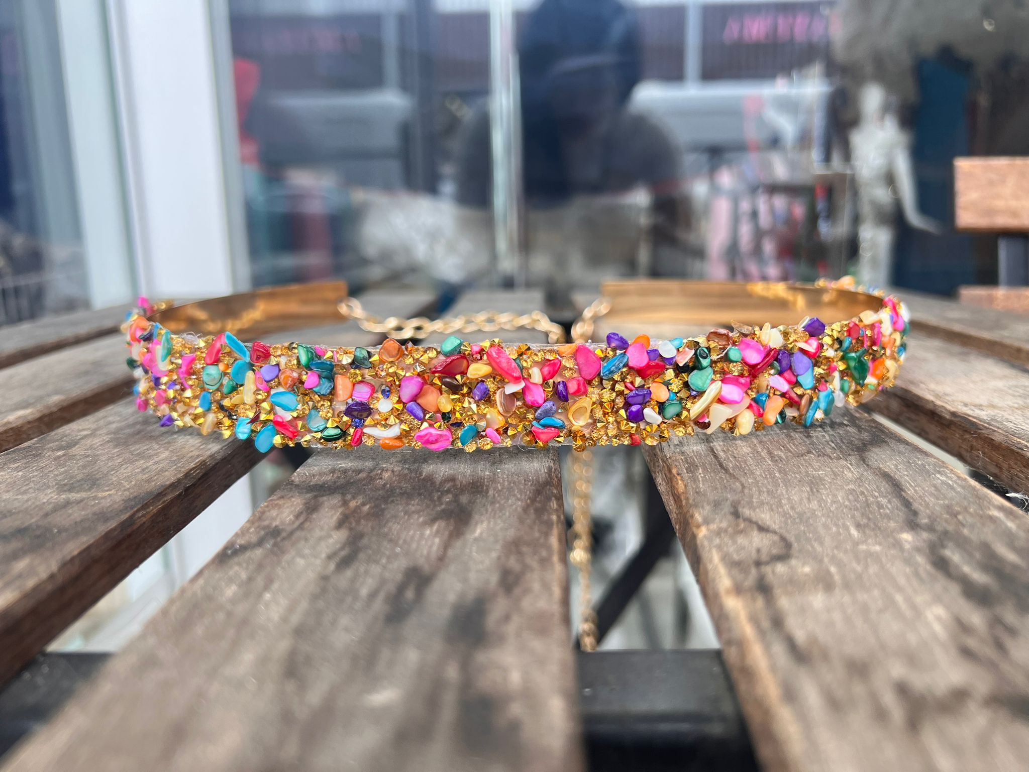 Cinturon rigido con piedras B0009