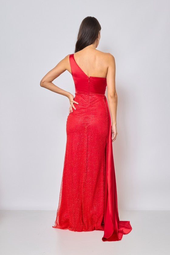 Long dress, glitter and satin 2402