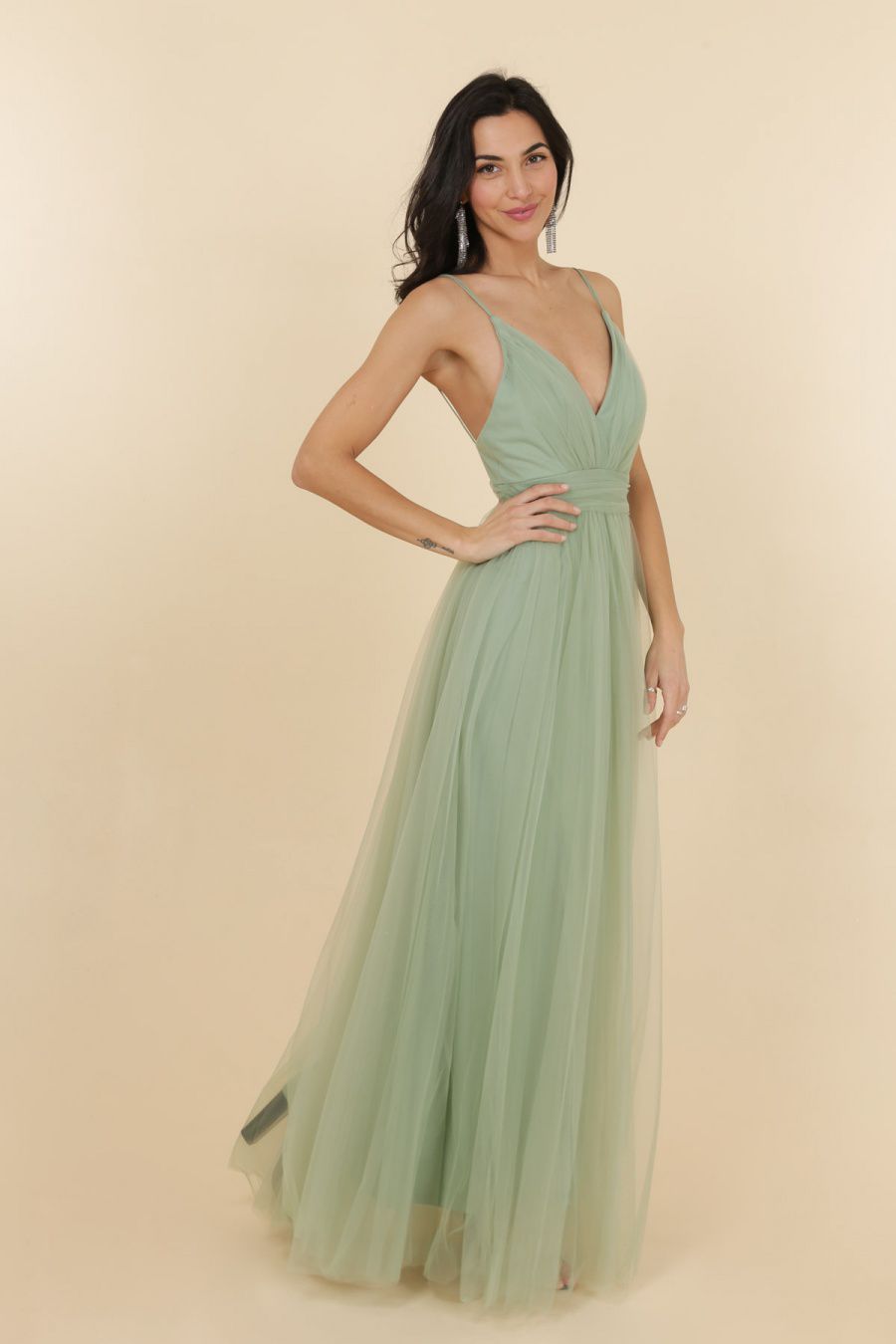 Long tulle dress R1852