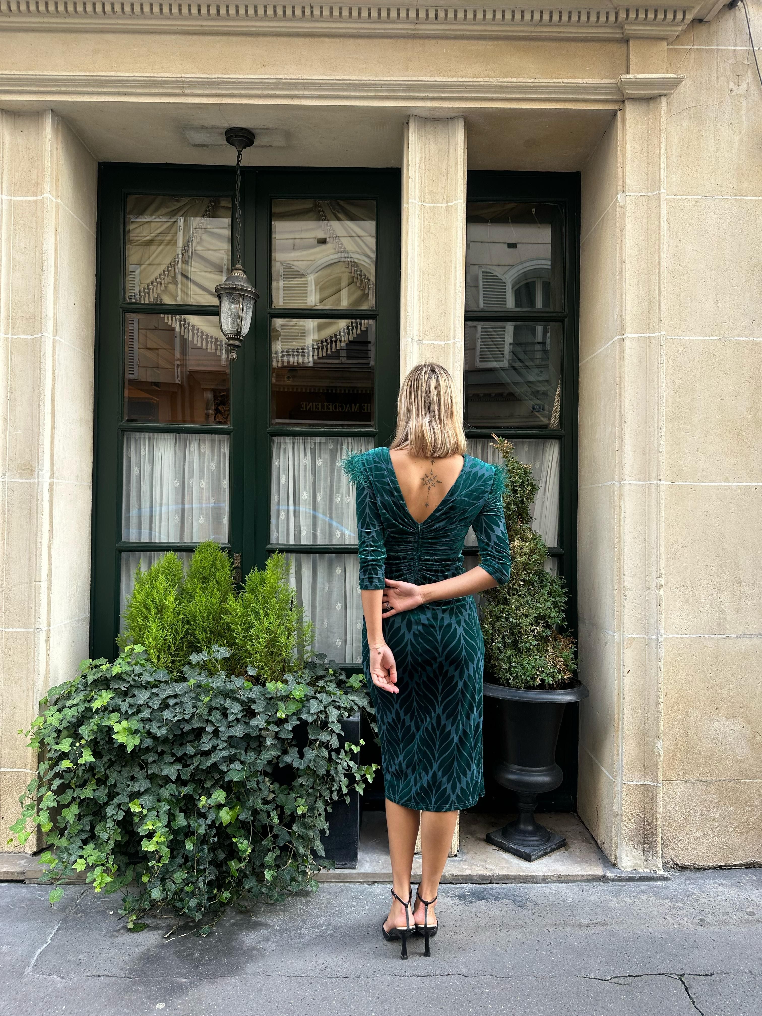 Vestido midi de terciopelo 22339-2