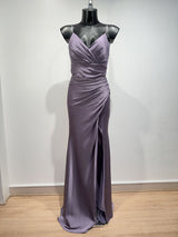 Vestido largo de saten H2133