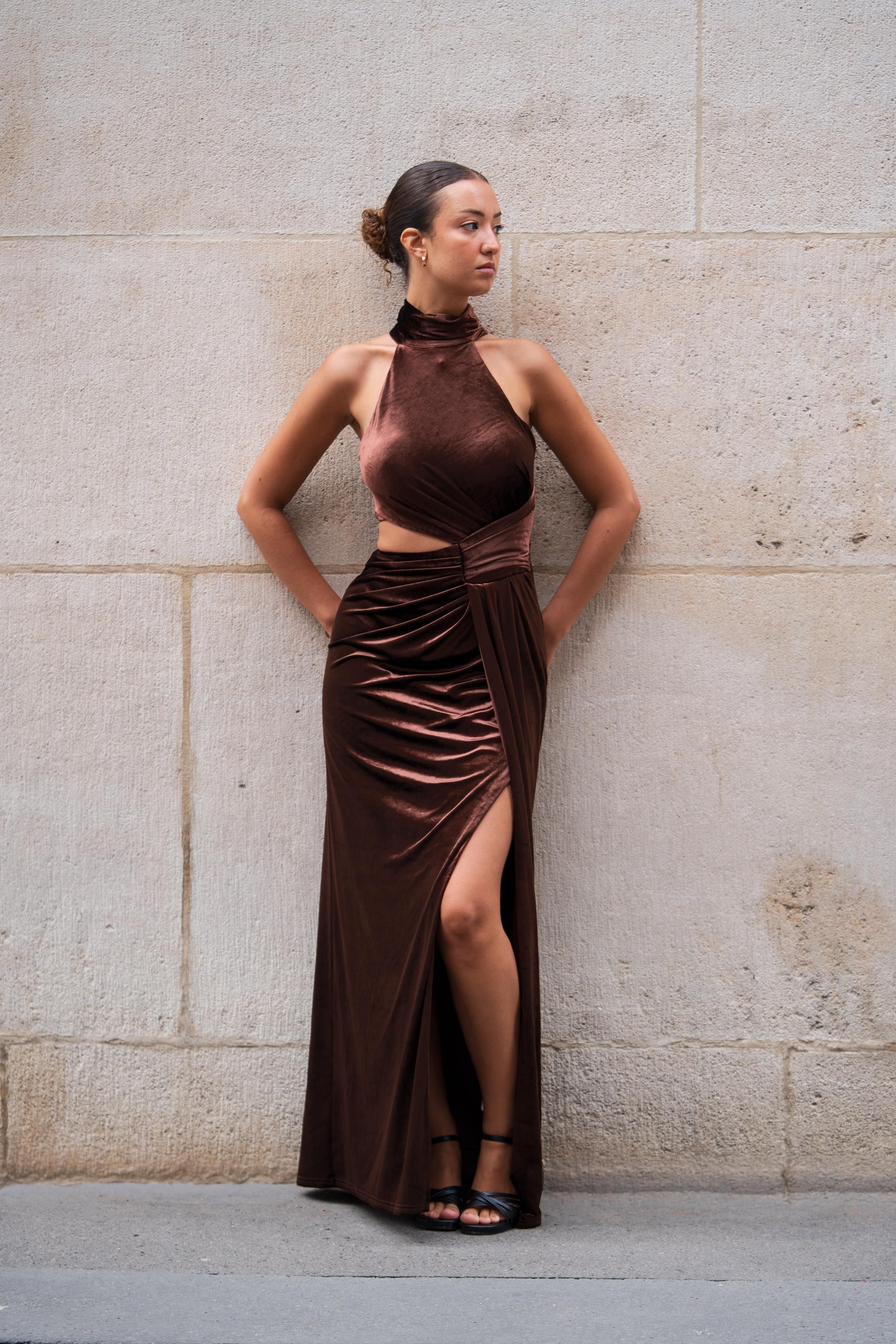 Vestido largo, de terciopelo 2566