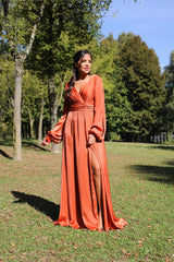 Vestido largo, saten TL-0826