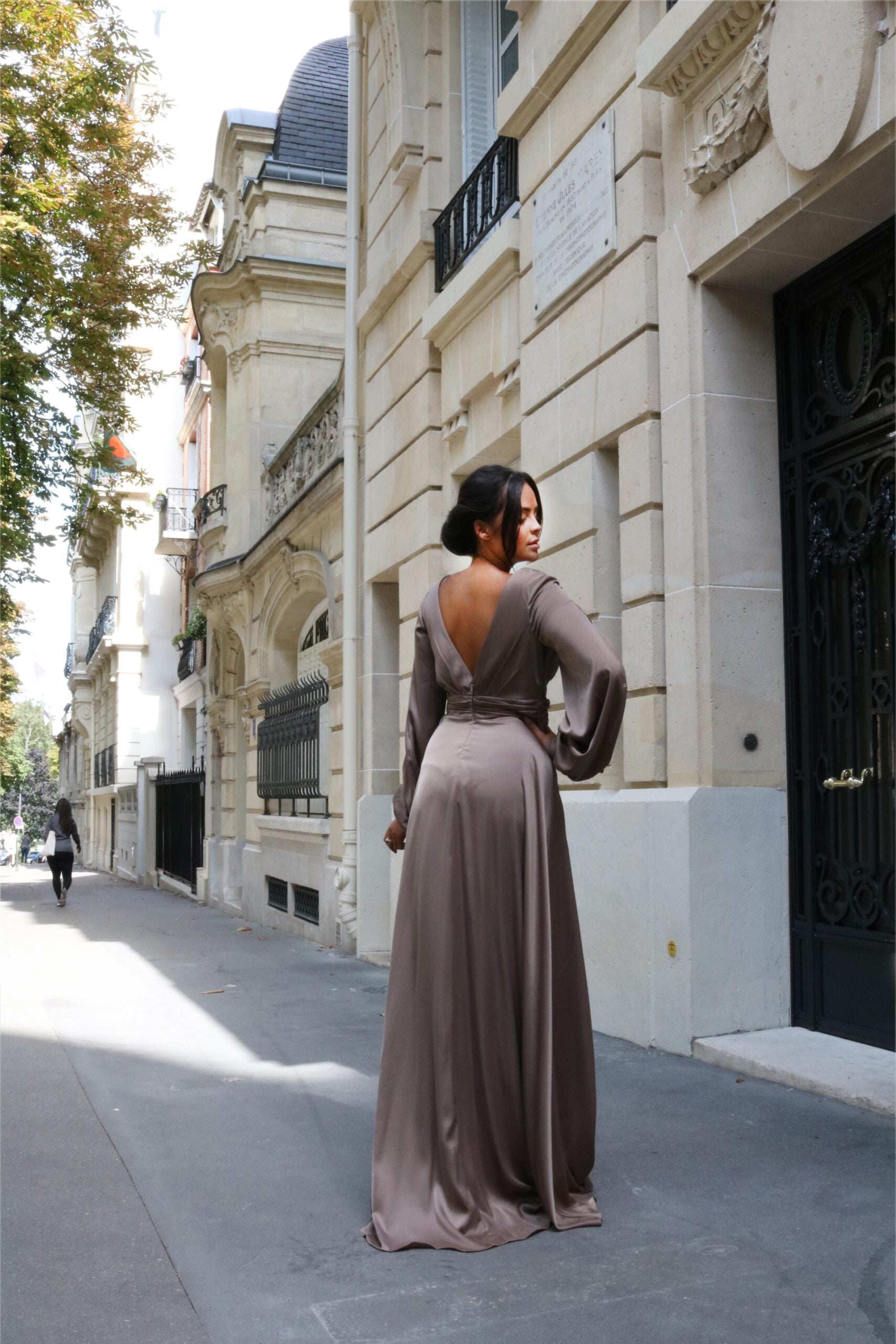 Vestido largo, saten TL-0826
