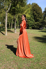 Vestido largo, saten TL-0826
