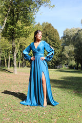 Vestido largo, saten TL-0826