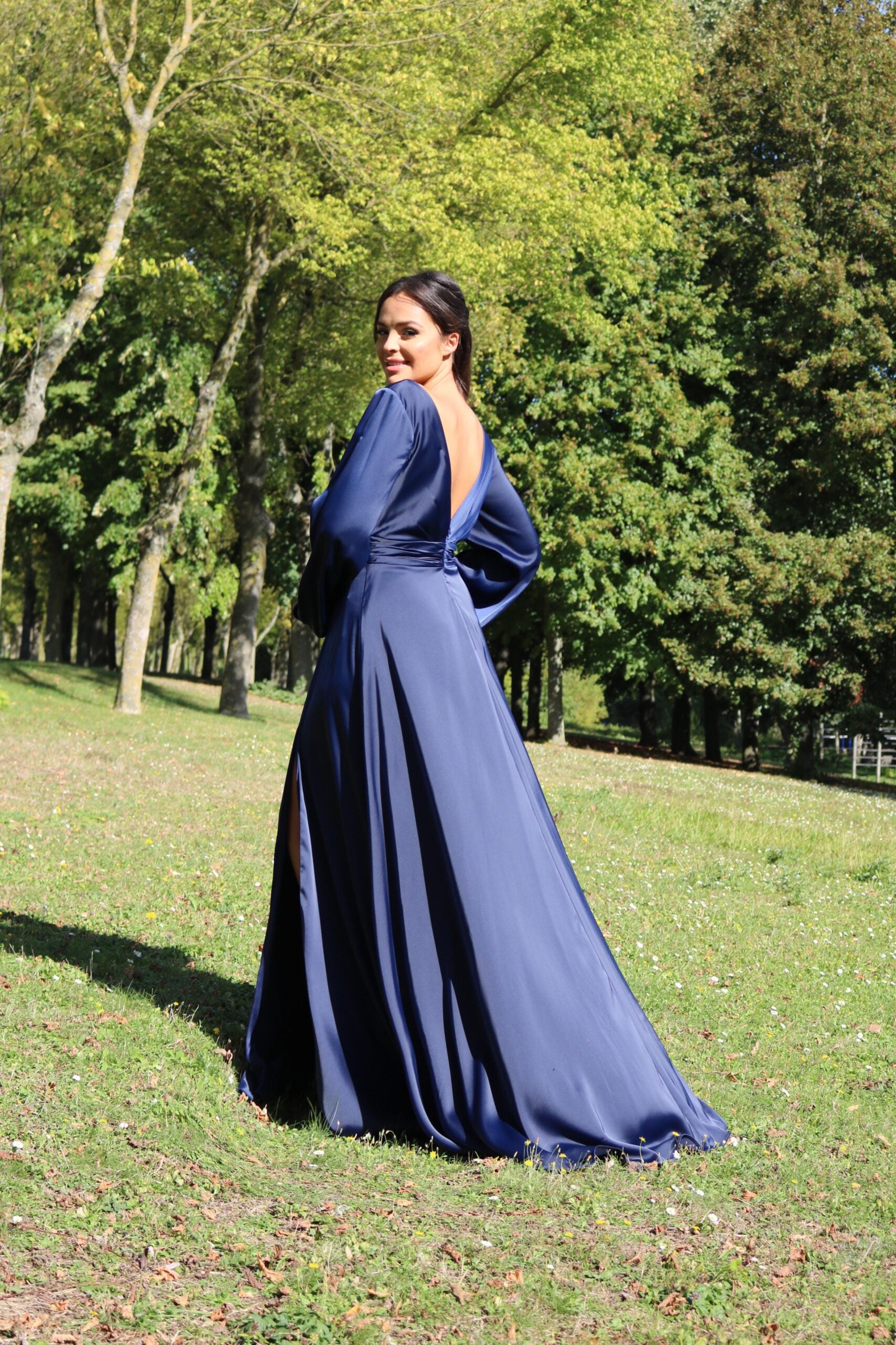 Vestido largo, saten TL-0826