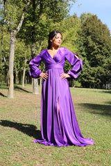 Vestido largo, saten TL-0826