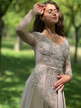 Vestido largo con sobre falda TL-259