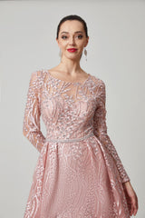 Vestido largo, sobre falda y manga larga TL-56