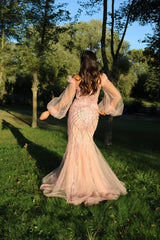 Vestido sirena con mangas TL-0804