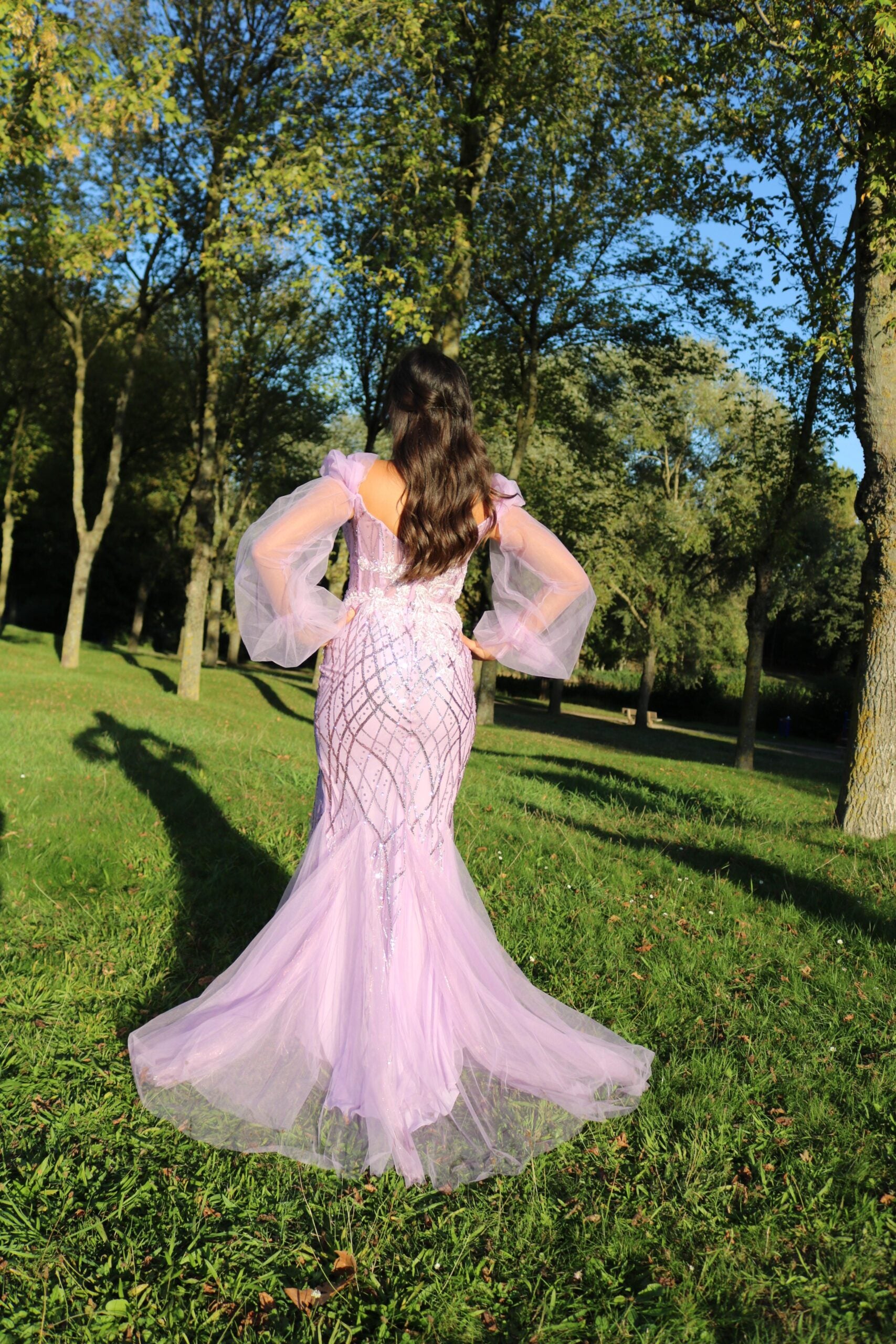 Vestido sirena con mangas TL-0804