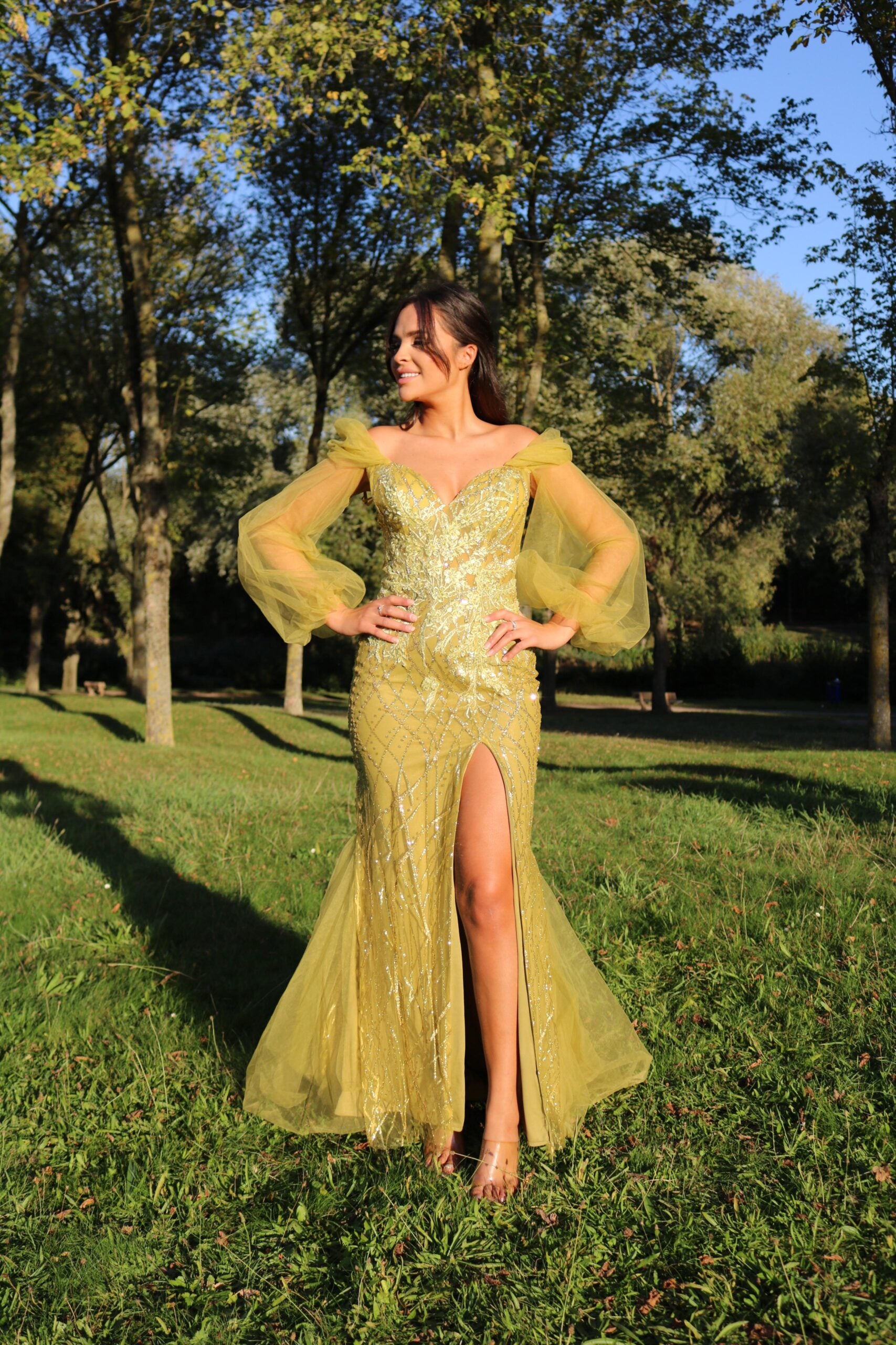 Vestido sirena con mangas TL-0804