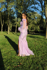 Vestido sirena con mangas TL-0804