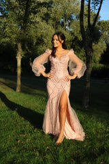 Vestido sirena con mangas TL-0804