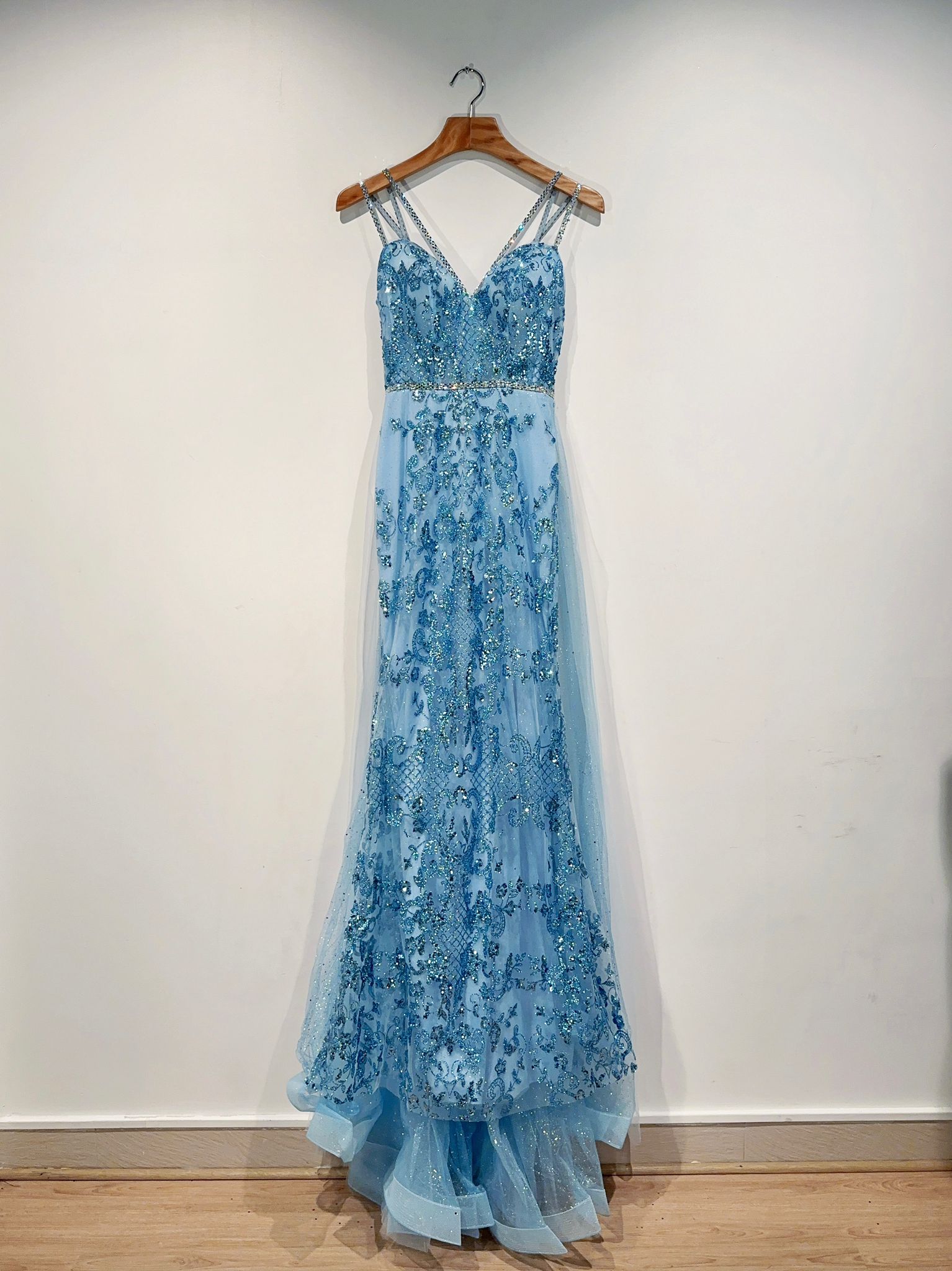 Vestido largo sirena sobre capa YC98031