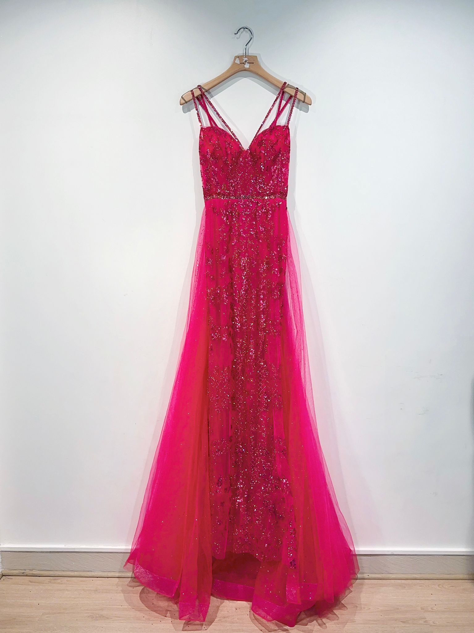 Vestido largo sirena sobre capa YC98031