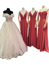 Pink shrimp bridesmaid dresses
