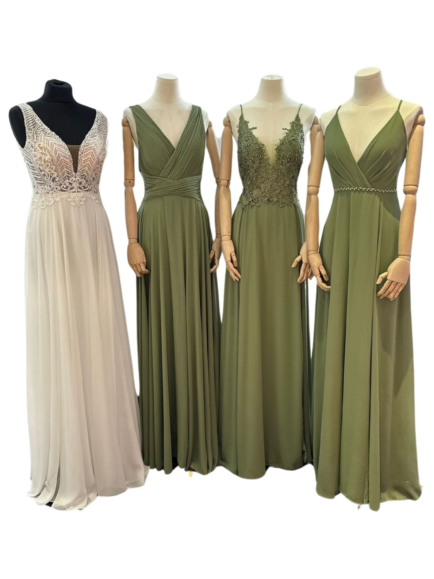 Khaki green bridesmaid dresses