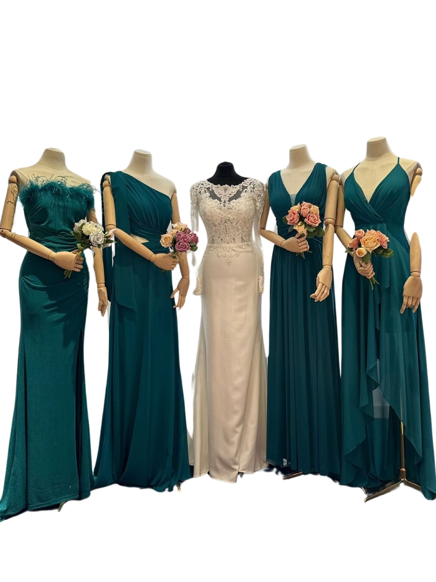Vestidos damas de honor en verde petroleo