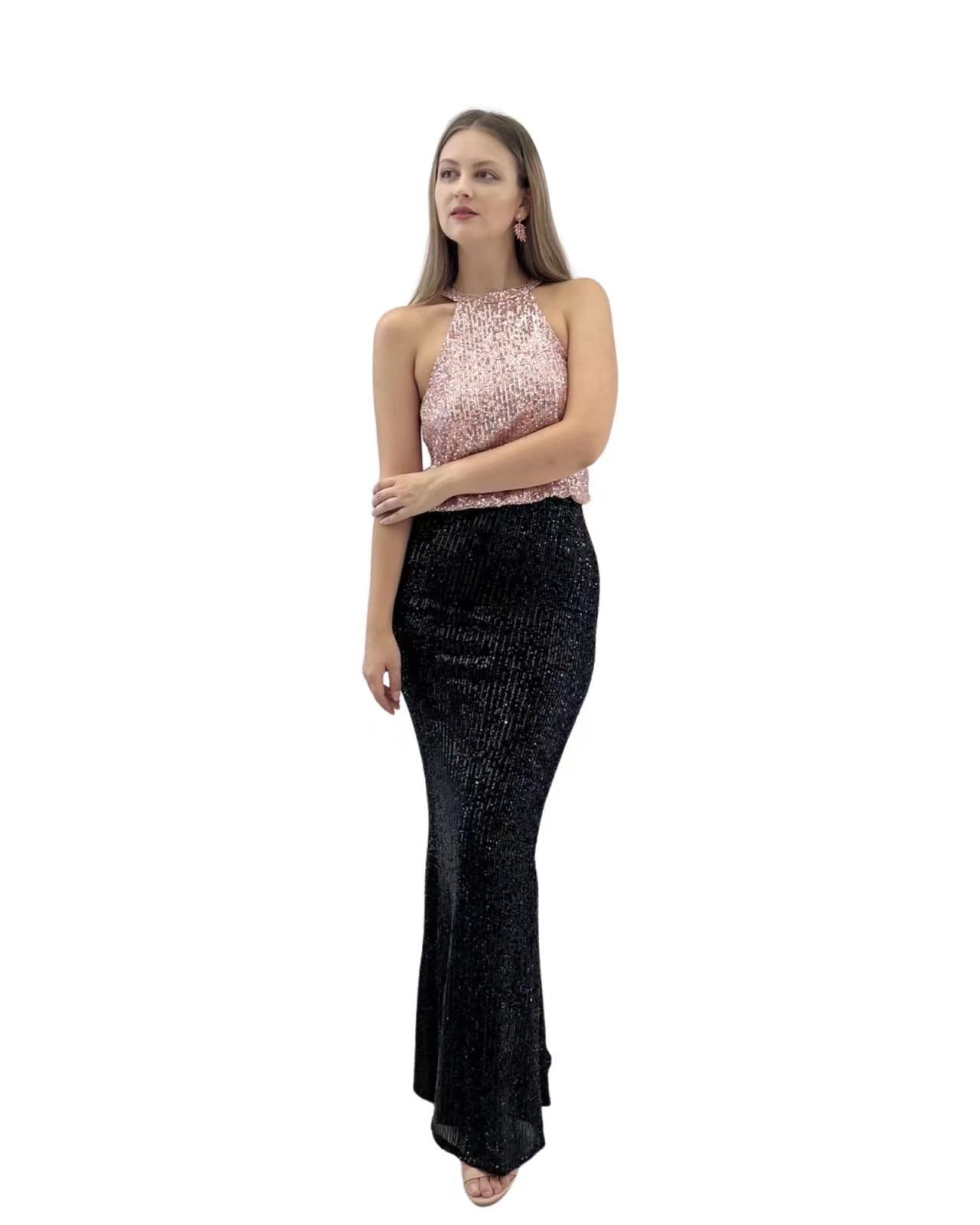 Vestido largo lentejuelas 16351