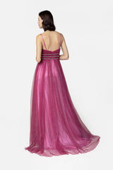 Vestido largo brillos 19077