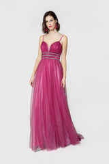 Vestido largo brillos 19077