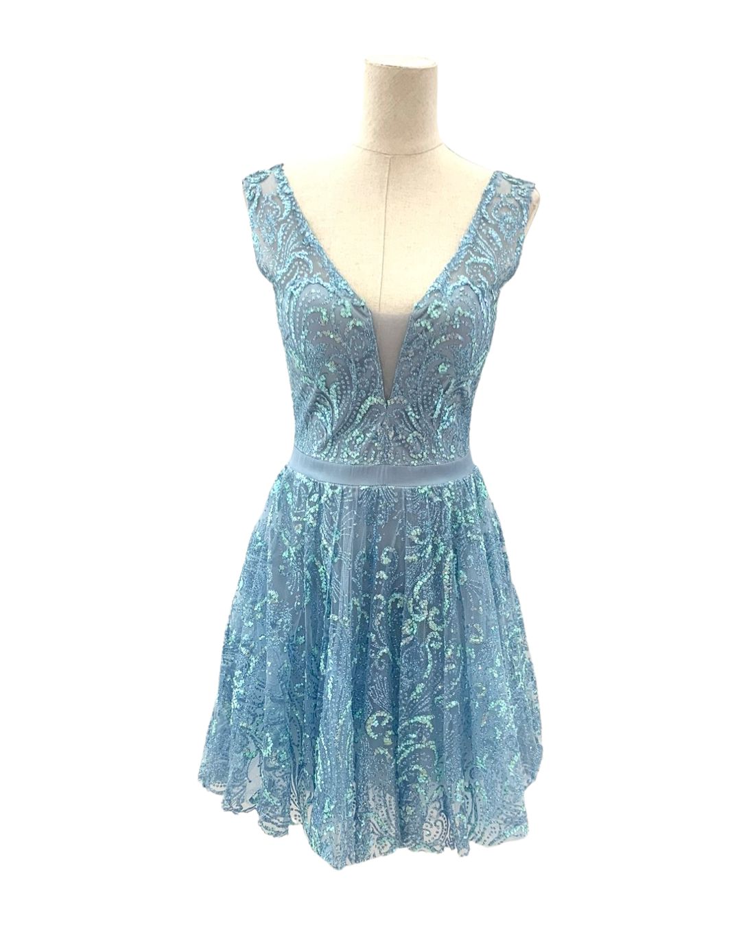 Vestido corto purpurina 21089