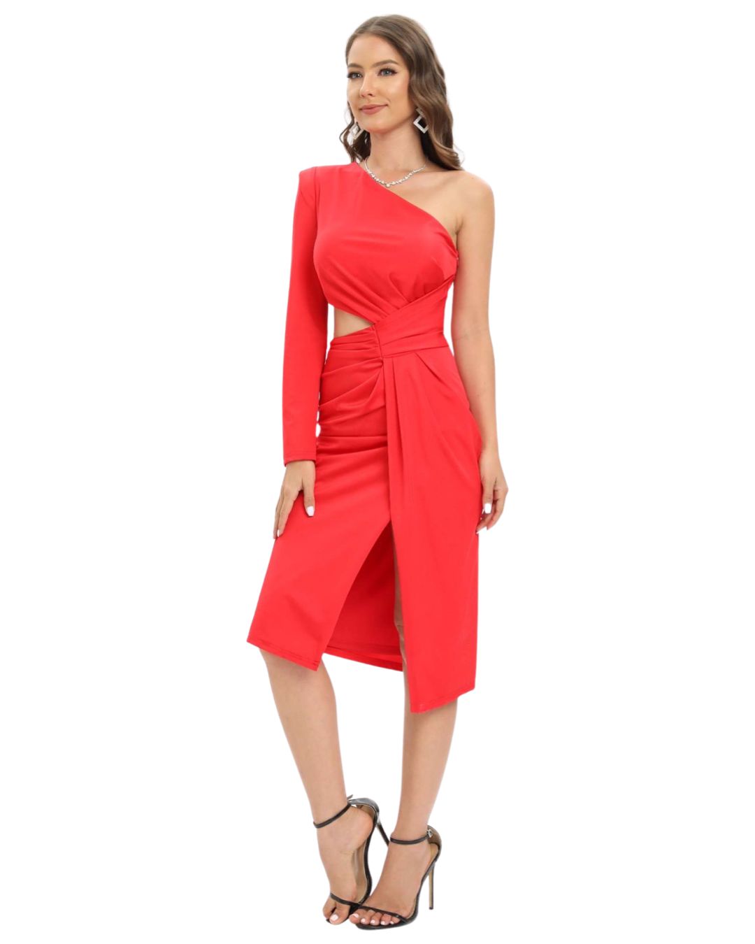 Vestido midi saten 22337-2