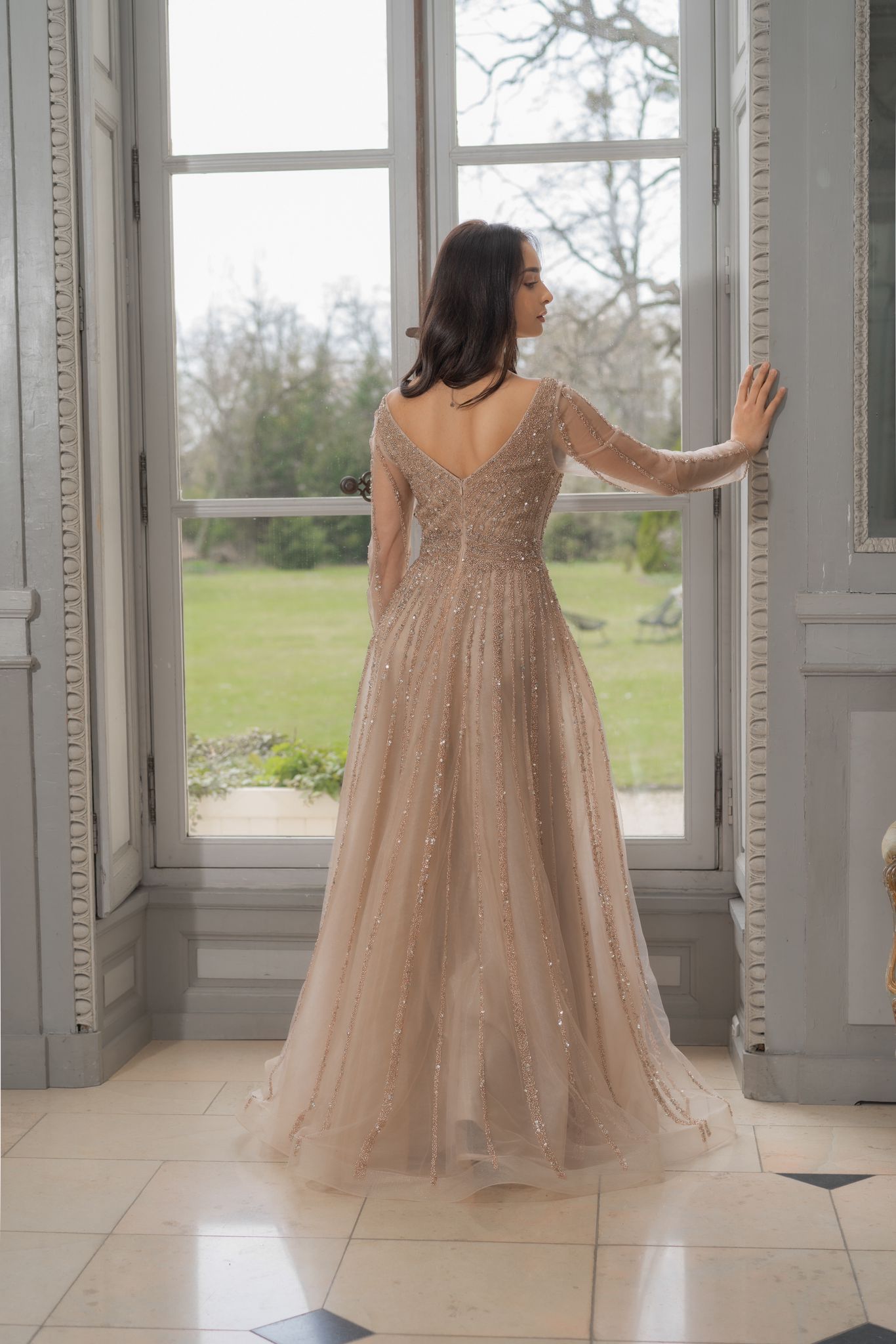 Long sleeve glitter dress 6565