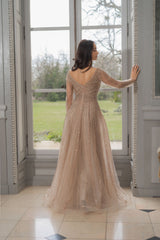 Vestido de brillo y manga larga 6565