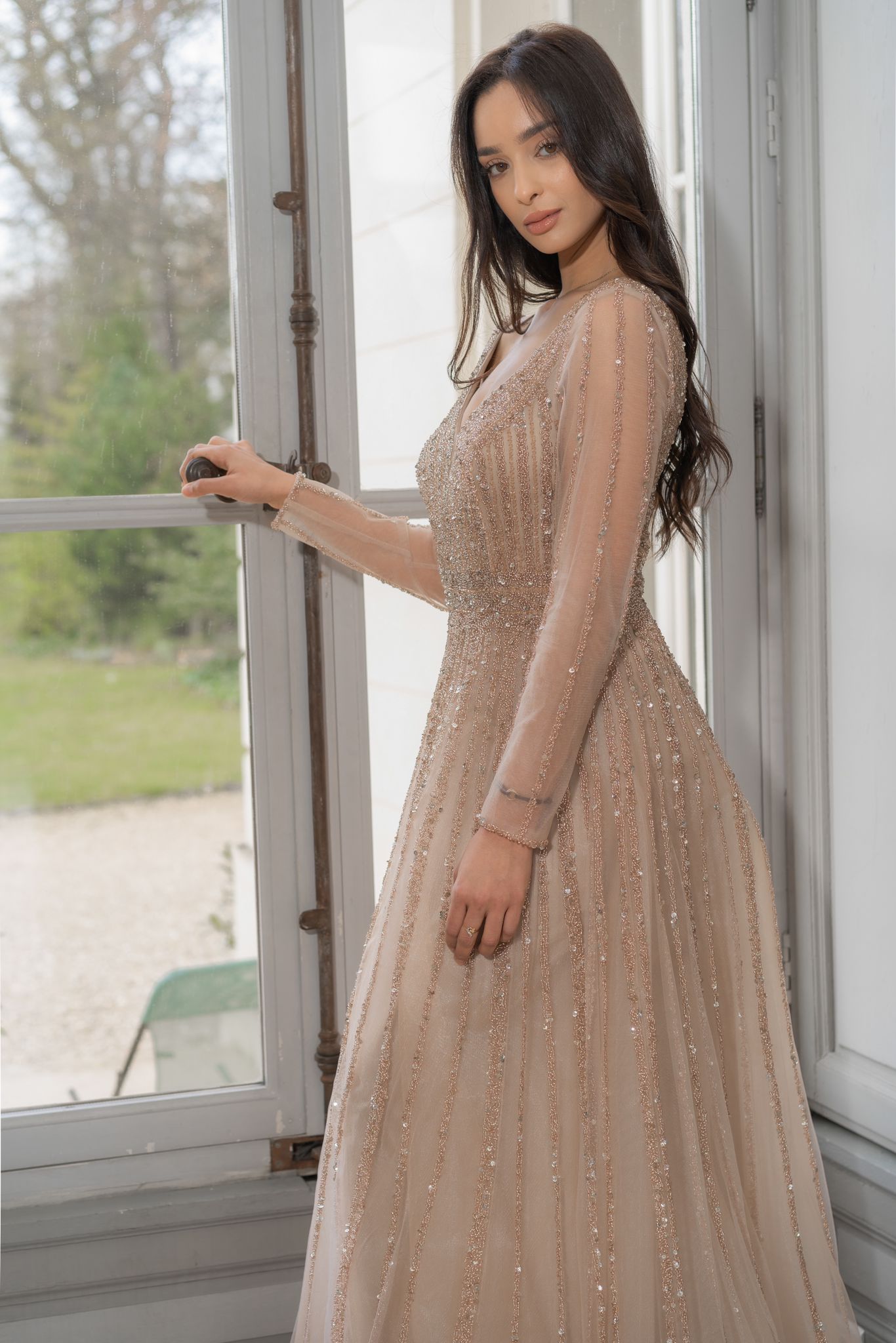 Long sleeve glitter dress 6565