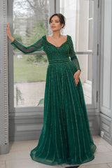 Vestido de brillo y manga larga 6565