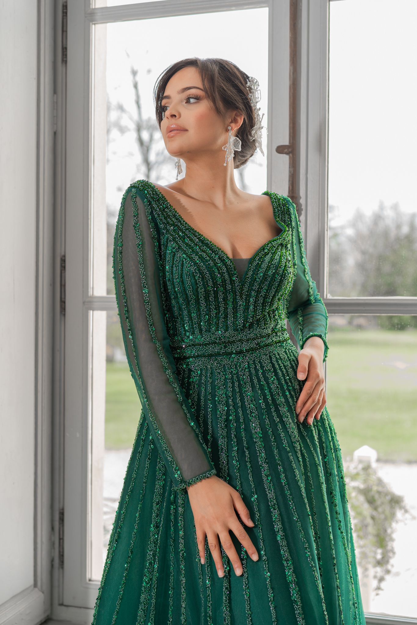 Long sleeve glitter dress 6565