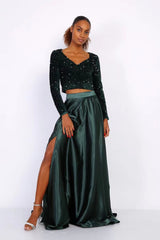 Top lentejuelas con manga larga H1251