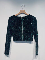 Top lentejuelas con manga larga H1251