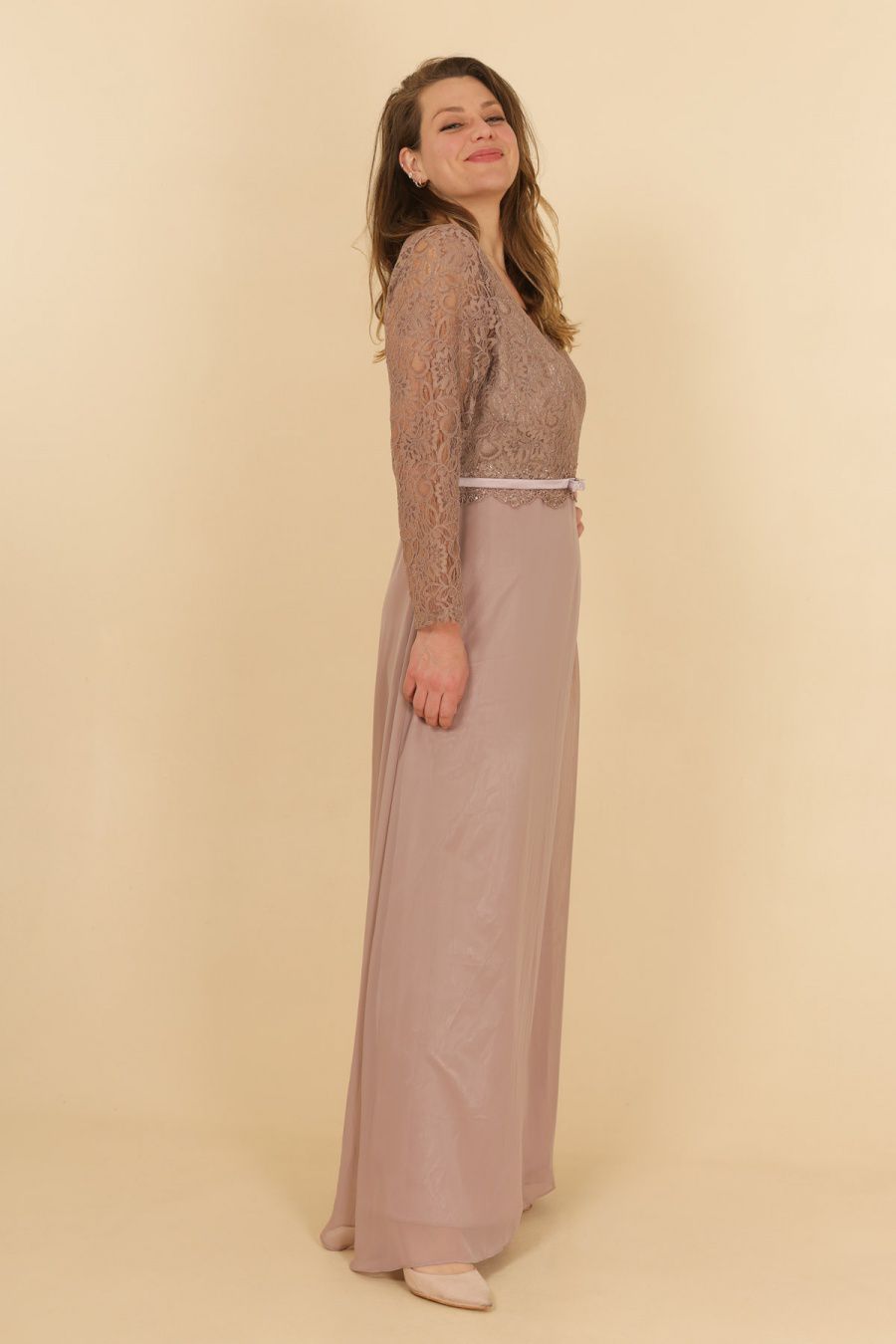 Vestido largo con mangas R8297