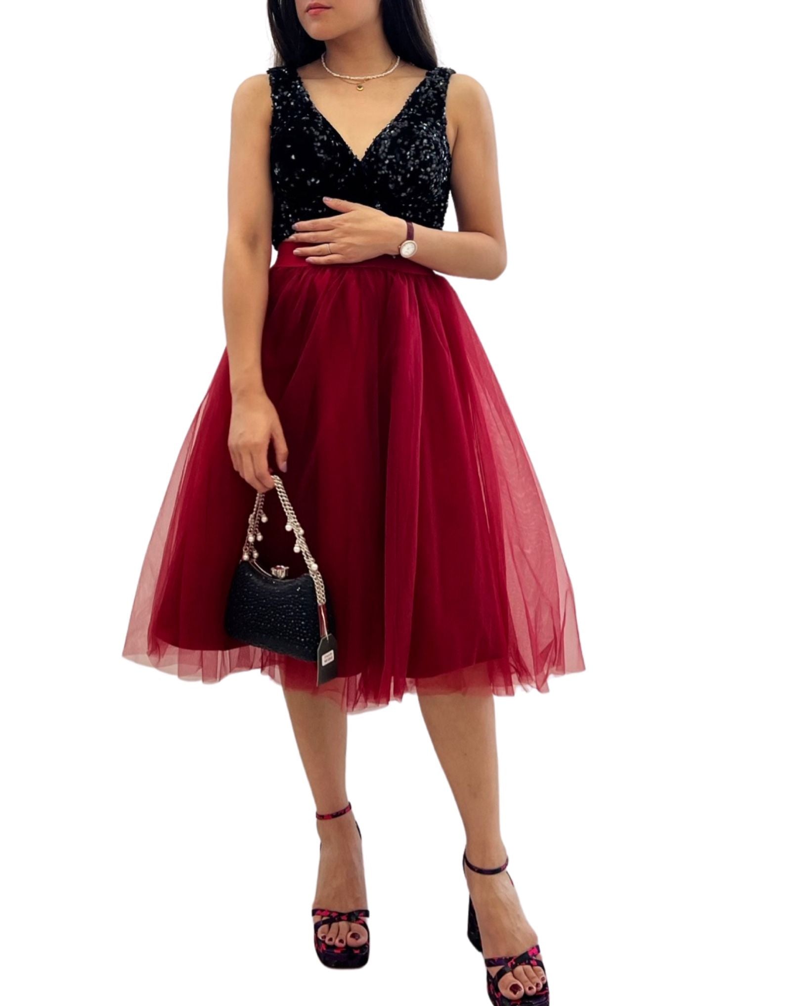 Falda de tul corto W9088