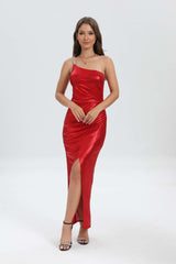 Vestido ajustado de tela brillosa JR-2219