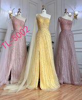 Vestido largo con bordado de pedreria TL-5002