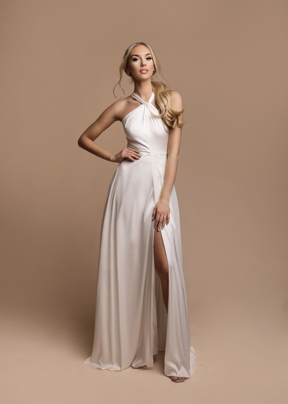 White satin dress R1459