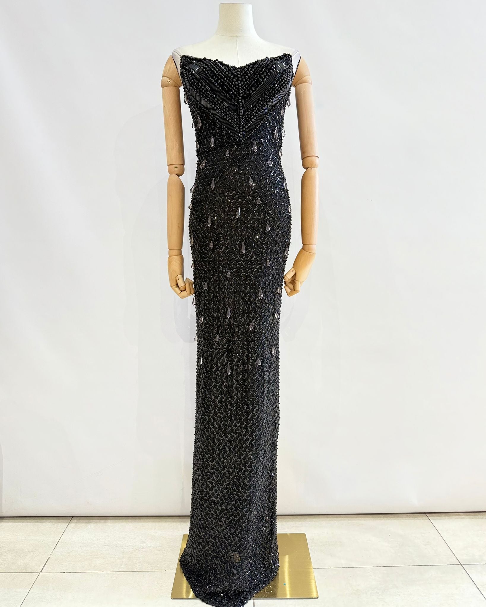 Vestido largo perlas TYS055