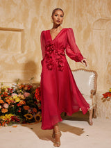 Vestido midi organza LYC0052